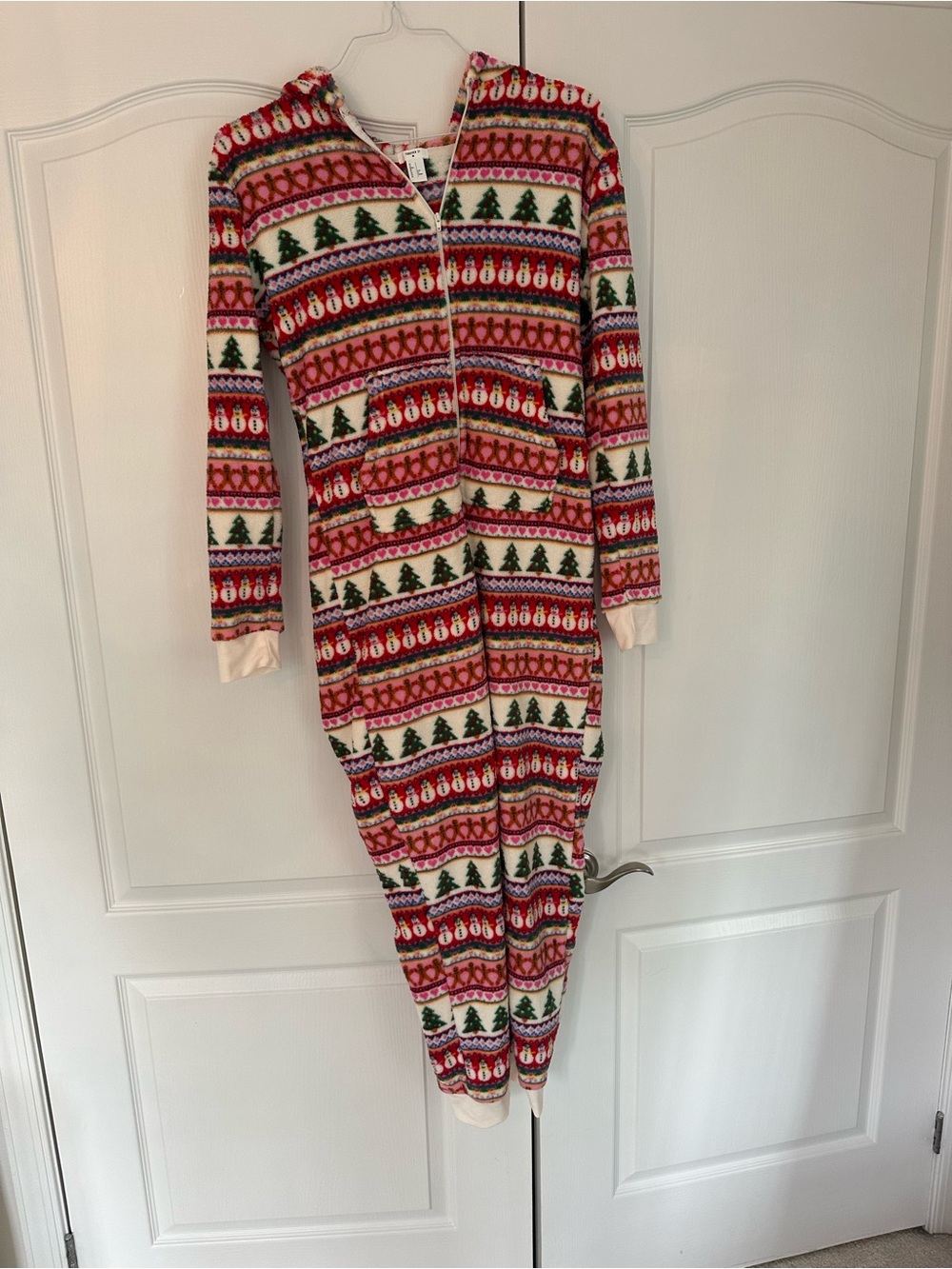 Forever 21 Multicolor Holiday Festive Fleece Zip-Up Onesie Size S - Picture 2 of 8